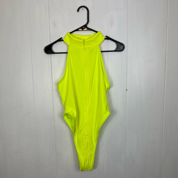 Icon Swim Neon Full Front Zip One Piece Swimsuit Sz L - Picture 2 of 8